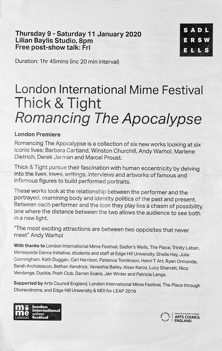 Photocopy free sheet for Romancing the Apocalypse with Thick & Tight 2020